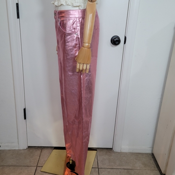Meshki Minnie Metallic Pink Straight Jeans Size M - Picture 4 of 12